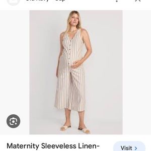 Old Navy linen blend cropped Henley jumpsuit